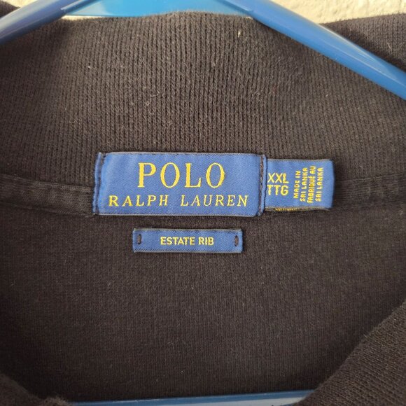 Polo Ralph Lauren Mens US XXL Cotton Black Estate Rib 1/4 Zip Pullover Sweater - Picture 4 of 8